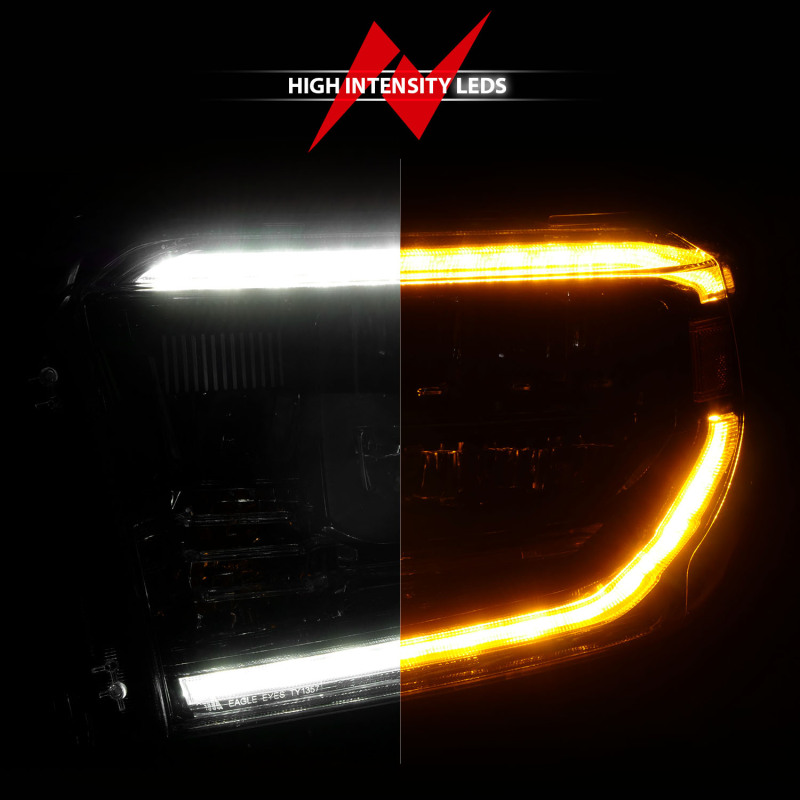 ANZO 2014-2017 Toyota Tundra LED Crystal Headlights w/ Switchback Black Housing w/ DRL thumbnail 8