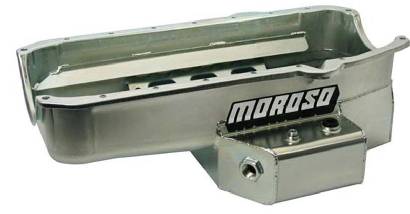 Moroso Pre-80 Chevrolet SBC (w/2 Pc Seal & Low Clearance) Wet Sump 7qt 7in Steel Oil Pan - Black thumbnail 8