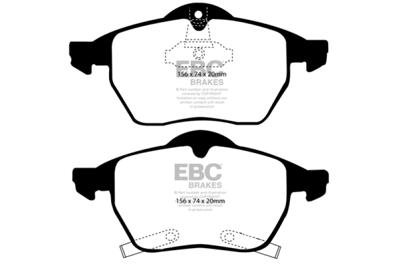 EBC 98 Saab 9-3 2.0 Turbo Ultimax2 Front Brake Pads thumbnail 2
