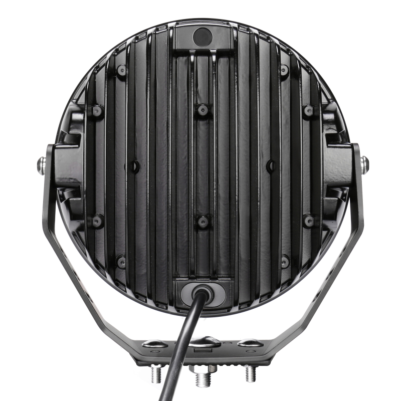 Go Rhino Xplor Blackout Series Round LED Sgl Driving Kit w/DRL (Surface/Thread Stud Mnt) 9in. - Blk thumbnail 6