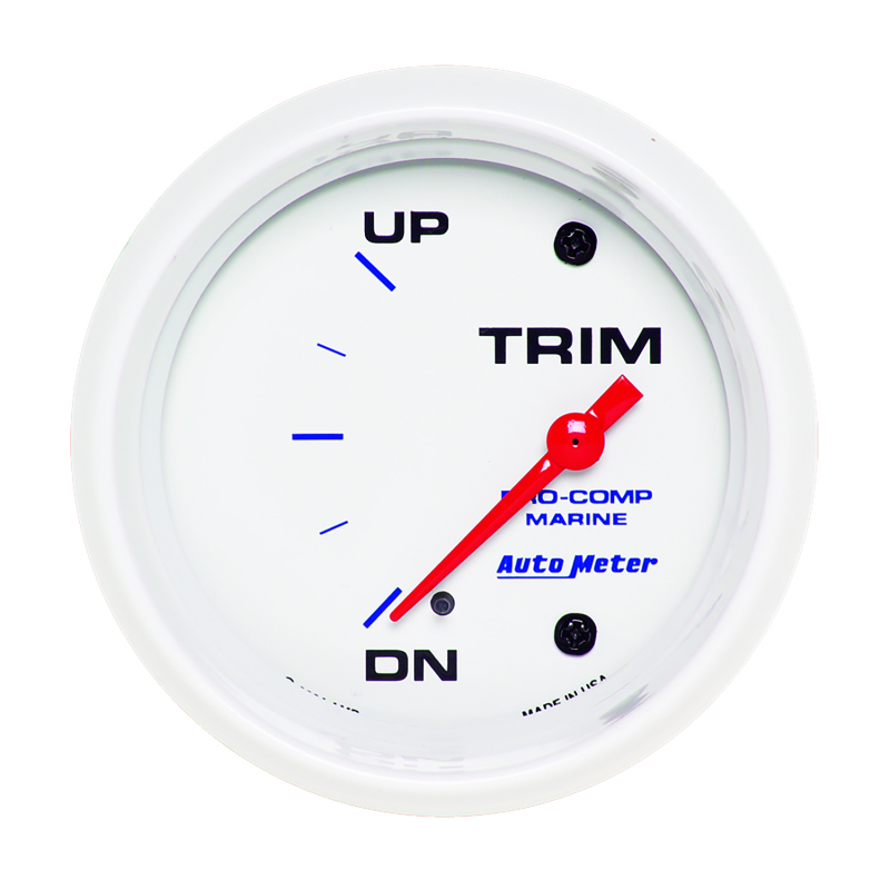 Autometer Marine White Gauge 2-5/8in Electric Trim Level Gauge 0OHM Down - 90OHM Up thumbnail 2