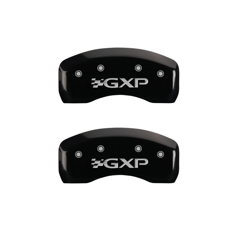 MGP 4 Caliper Covers Engraved Front Pontiac Engraved Rear GXP Black finish silver ch thumbnail 9
