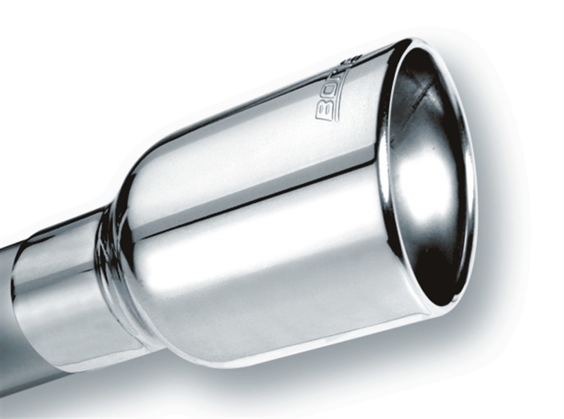 Borla Universal Polished Tip Single Oval Rolled Angle-Cut w/Clamp (inlet 2 1/2in. Outlet 4 1/4 x 3 1 thumbnail 4