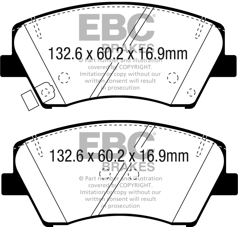 EBC 2017+ Hyundai Elantra 1.4L Turbo Yellowstuff Front Brake Pads thumbnail 4