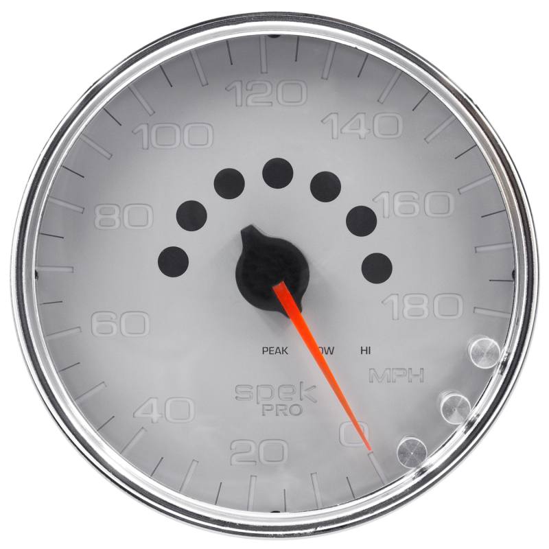 Autometer Spek-Pro Gauge Speedometer 5in 180 Mph Elec. Programmable Silver/Chrome thumbnail 6