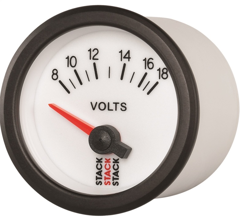 Autometer Stack 52mm 8-18V Electric Battery Voltage Gauge - White thumbnail 6