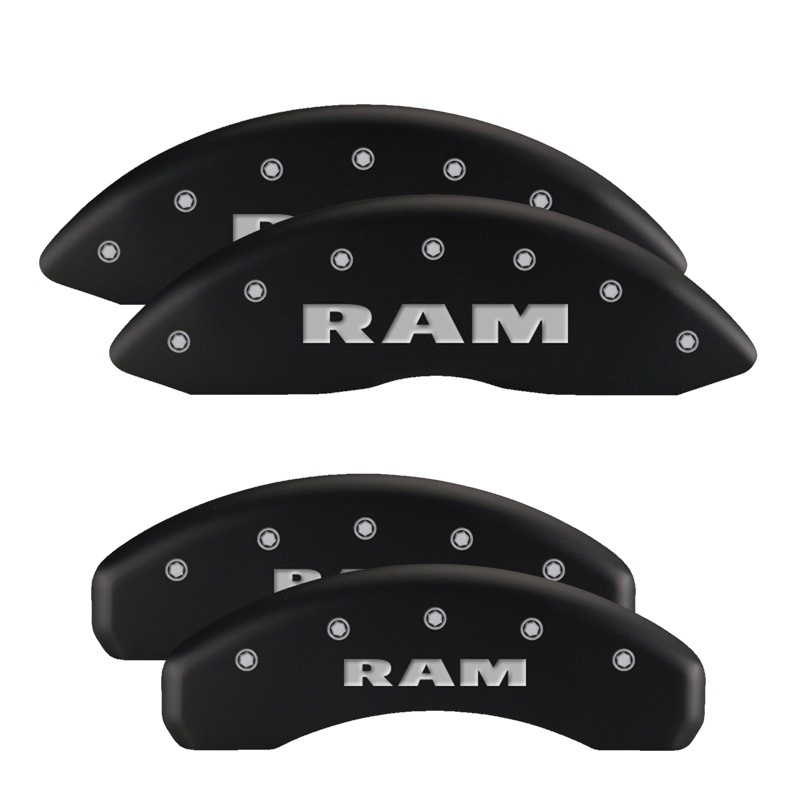MGP 4 Caliper Covers Engraved Front RAM Engraved Rear RAMHEAD Black finish silver ch thumbnail 6