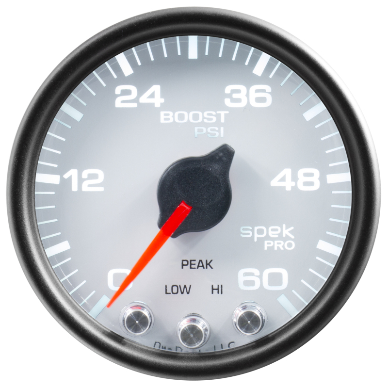 Autometer Spek-Pro Gauge Boost 2 1/16in 60psi Stepper Motor W/Peak & Warn Wht/Blk thumbnail 4