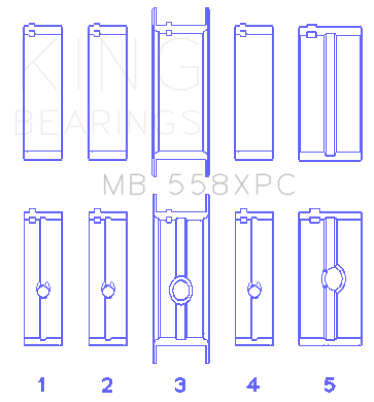 King Chrysler 273 / 301 / 313 / 318 / 340 (Size STDX Oversized) Crankshaft Main Bearing Set thumbnail 5