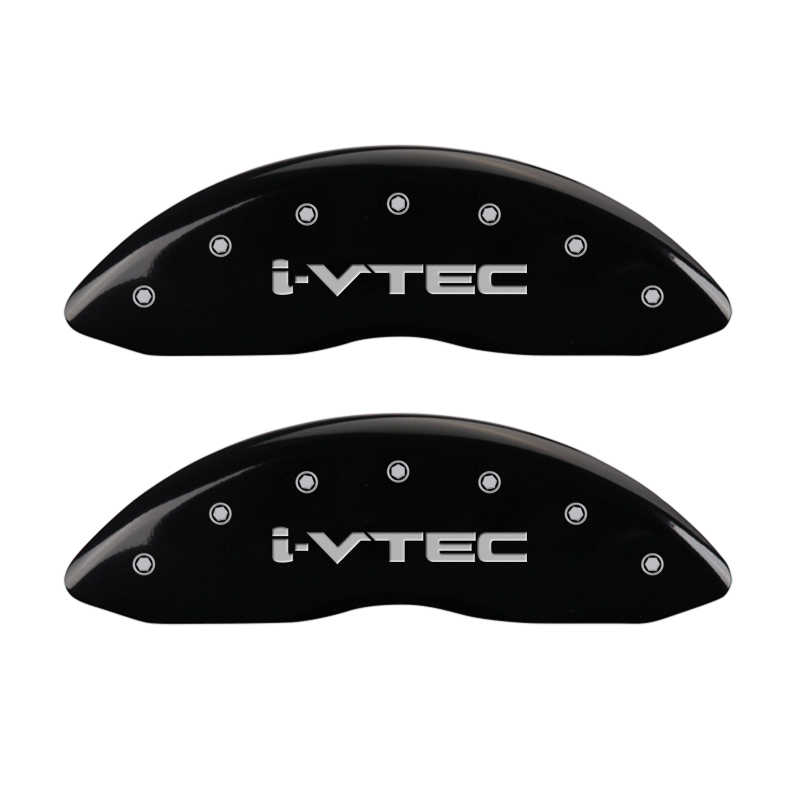 MGP 4 Caliper Covers Engraved Front & Rear I-Vtec Black Finish Silver Char 2016 Acura ILX thumbnail 3