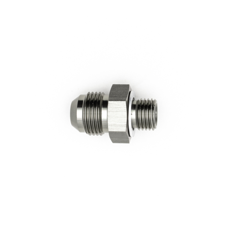 DeatschWerks 8AN Male Flare to M14 X 1.5 Male Metric Adapter (Incl Washer) - Anodized Matte Black thumbnail 6