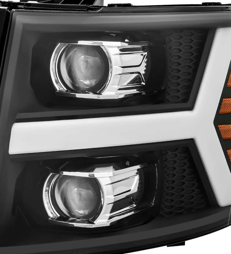AlphaRex 07-13 Chevy 1500HD PRO-Series Proj Headlight Plank Style Matte Blk w/Activ Light/Seq Signal thumbnail 4