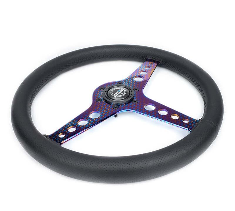NRG Light Weight Gaming Steering Wheel - Driftz 350mm 3 NeoChrome Spokes Perforated Leather thumbnail 6