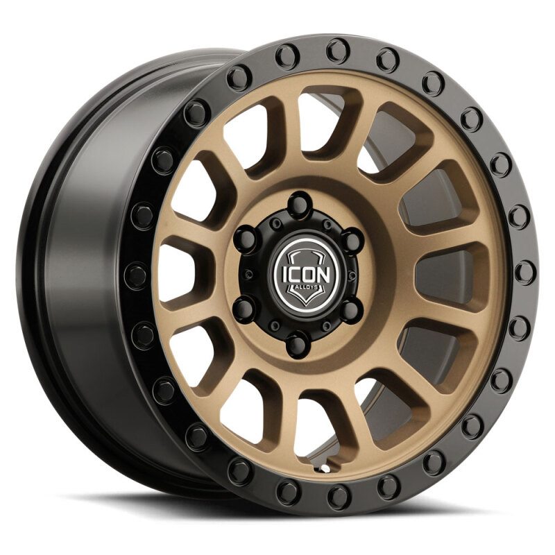 ICON Alloys ICON HULSE 17X8.5 0MM 6X139.7 SATIN BRONZE GLOSS BLACK LIP
