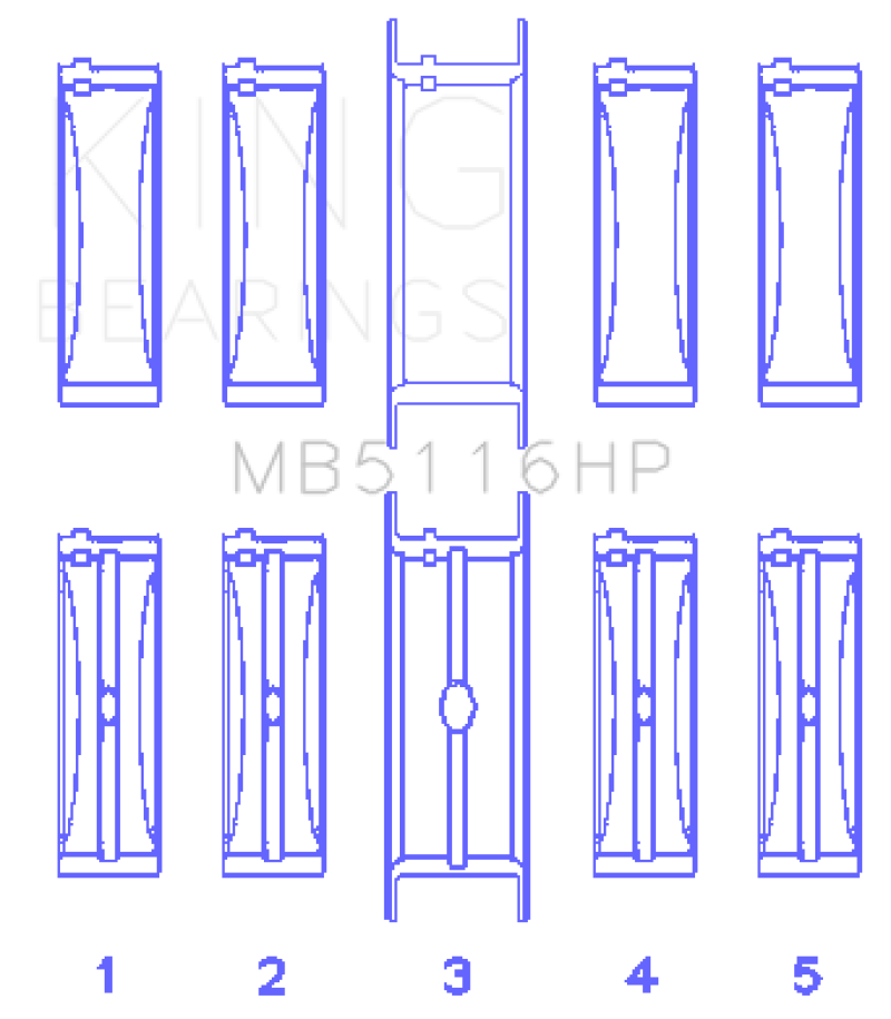 King Engine Bearings Chrysler 426CI/440CI V8 OHV1 (STD Size) Crankshaft Main Bearing Set thumbnail 3