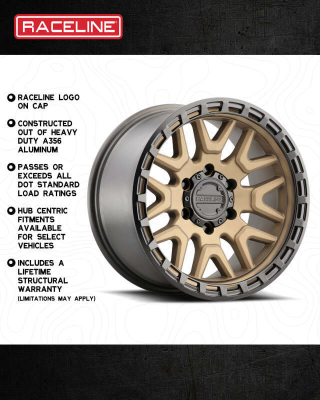 Raceline 953BZ Krank 18x9in / 6x139.7 BP / 18mm Offset / 106.1mm Bore - Bronze Wheel thumbnail 7