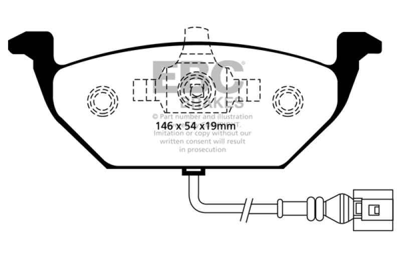 EBC 00-05 Volkswagen Beetle 2.0 Redstuff Front Brake Pads thumbnail 3