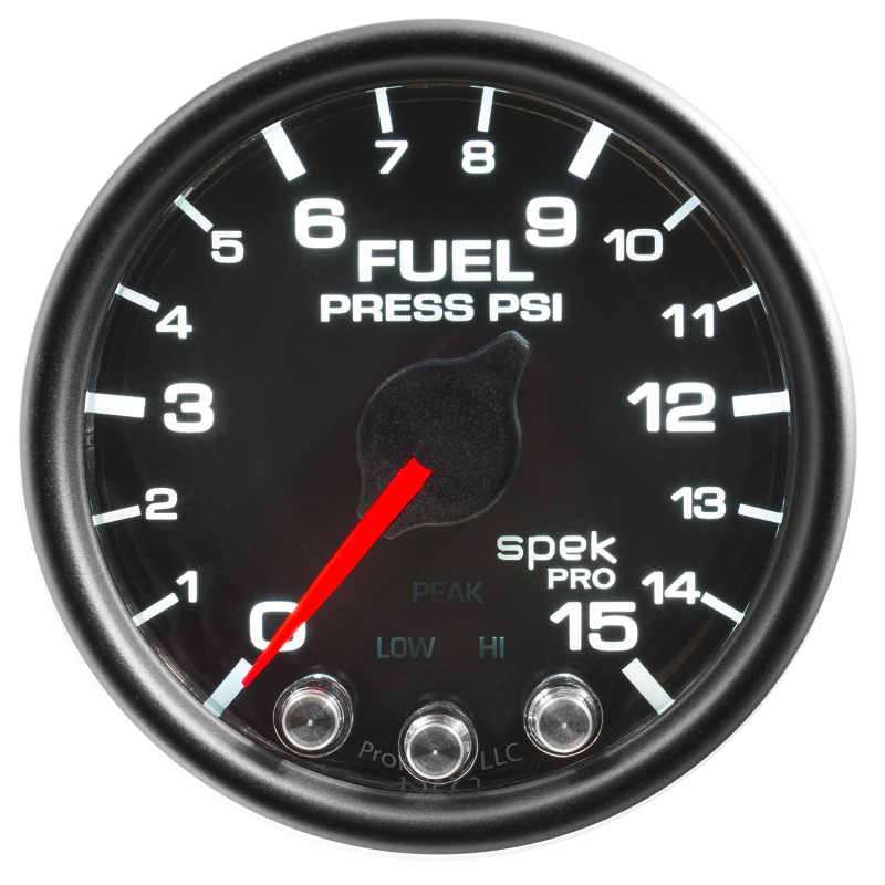 Autometer Spek-Pro Gauge Fuel Press 2 1/16in 15psi Stepper Motor W/Peak & Warn Blk/Blk thumbnail 5