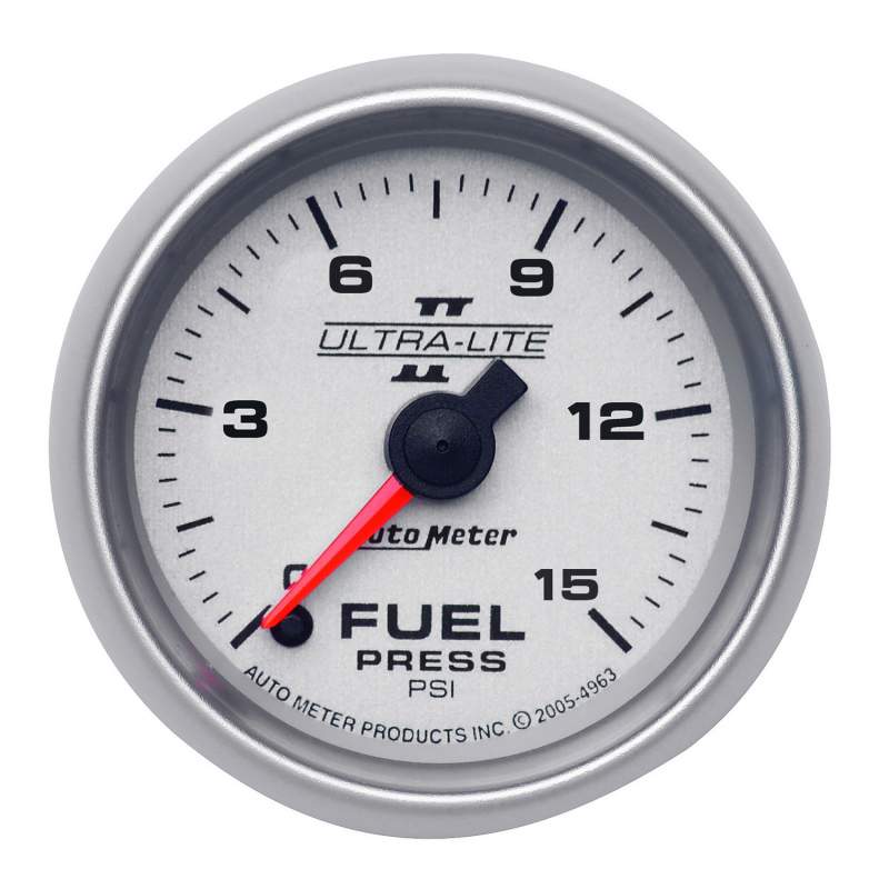 Autometer Ultra-Lite II 52mm 0-15 PSI Full Sweep Electronic Fuel Pressure Gauge thumbnail 2