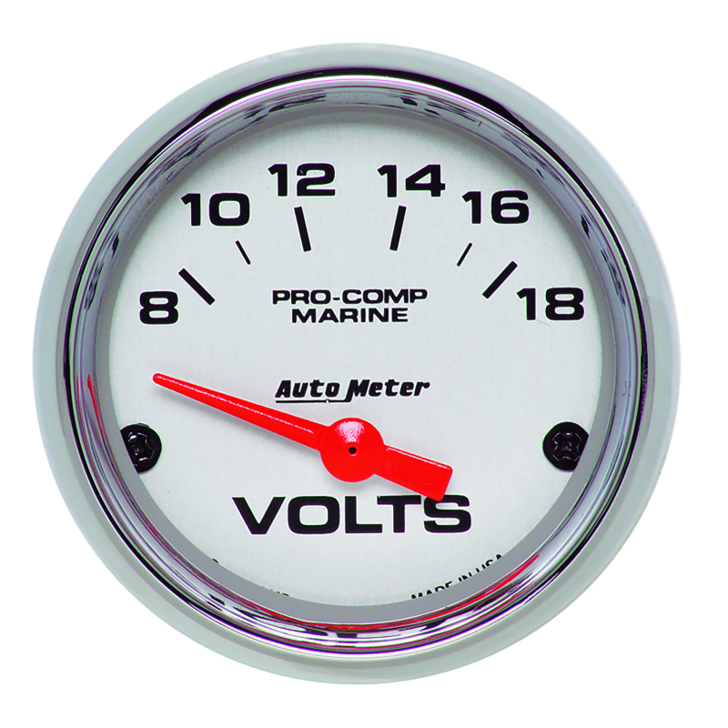 Autometer Marine Chrome Ultra-Lite 2-1/16in 18V Electric Voltmeter Gauge thumbnail 3