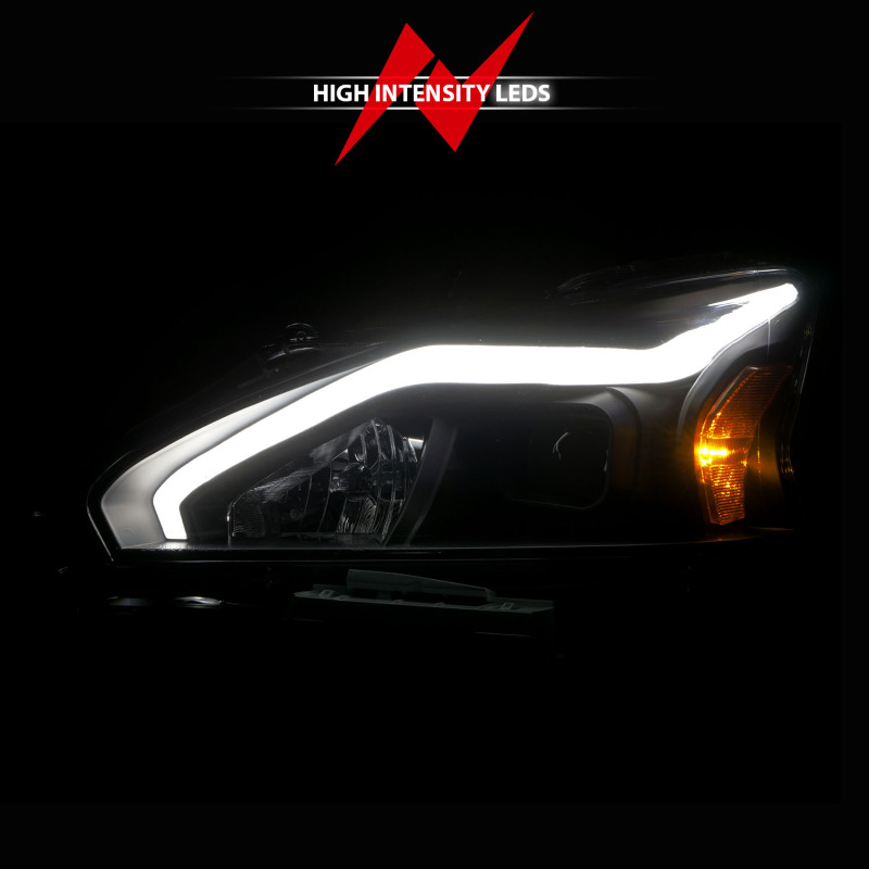 ANZO 13-15 Nissan Altima (w/o Factory HID Bulbs) Projector Headlights - w/ Light Bar Black Housing thumbnail 8