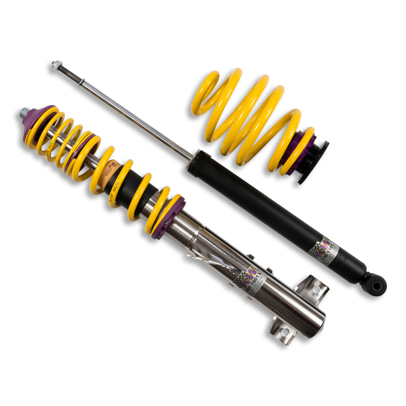 KW Variant 1 Coilover Kits 10220011 Kits, 1, 1.5 - 3.1 in. Lowered Front, 1.2 - 2.3 in. Lowered Rear, Natural/Purple Shocks, Yellow Powdercoated Springs, BMW, Kit thumbnail 7
