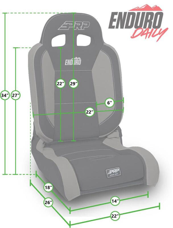 PRP EnduroDaily Reclining Suspension Seat - Black/Green Tweed - Passenger thumbnail 5