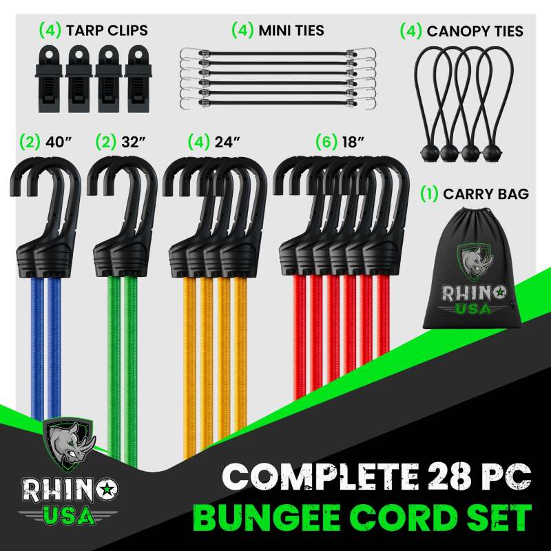 Rhino USA 28Pc Bungee Cord Assortment thumbnail 3