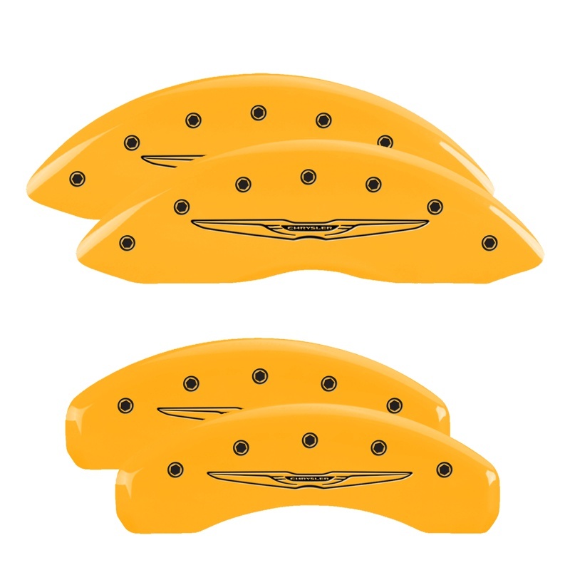 MGP 4 Caliper Covers Engraved F & R Chrysler Wing Yellow Finish Black Char 2009 Chrysler Aspen thumbnail 6