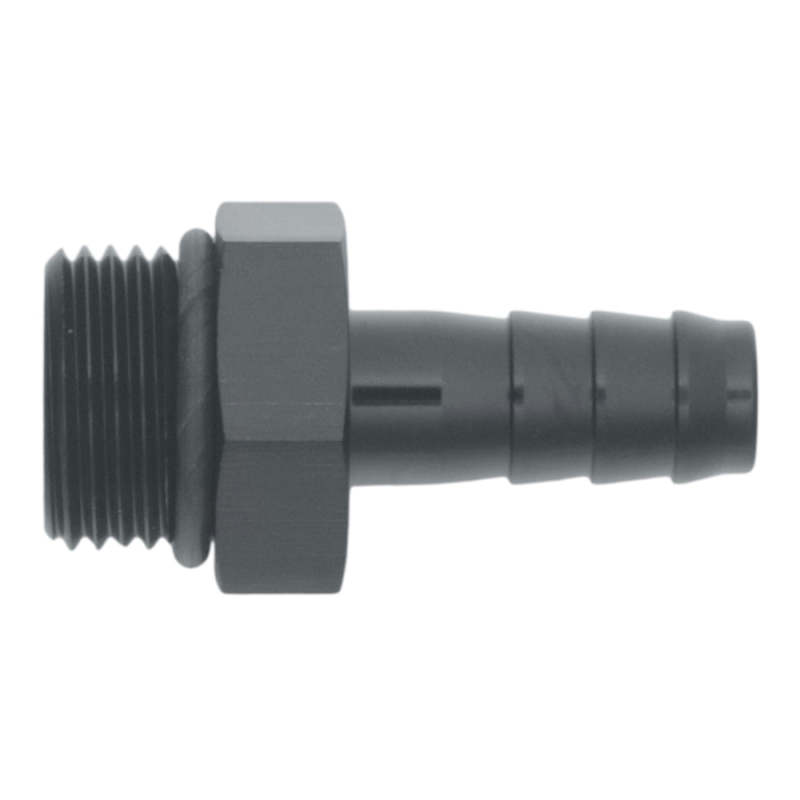DeatschWerks 8AN ORB Male to 3/8in Male Triple Barb Fitting (Incl O-Ring) - Anodized Matte Black thumbnail 2