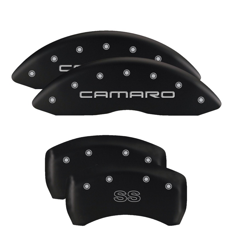 MGP 4 Caliper Covers Engraved Front & Rear With stripes/Dodge Black finish silver ch thumbnail 6