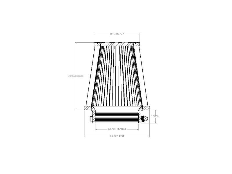 aFe POWER Universal Clamp-On Air Filter w/ D2 Dura-Dry Media - 4.5in F x 7in B x 4.75in T x 7in H thumbnail 2