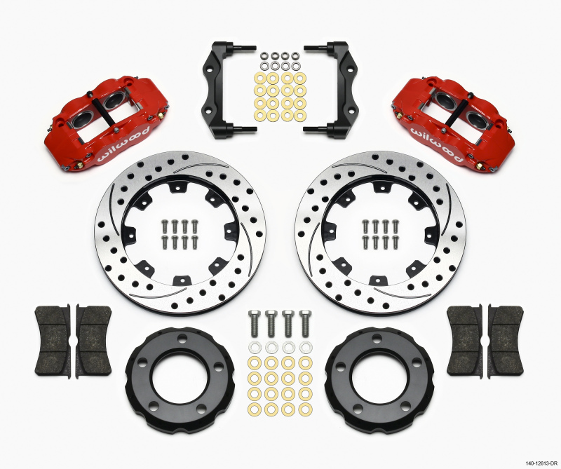 Wilwood Narrow Superlite 4R Front Kit 12.19in Drilled Red 82-86 Jeep CJ