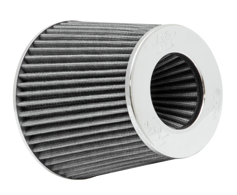 K&N Universal Filter Chrome Round Tapered White - 4in Flange ID x 1.125in Flange Length x 5.5in H thumbnail 2