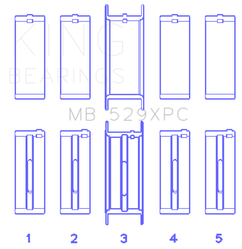 King Engine Bearings Ford 260CI/289CI/302 5.0L Windsor Coated Crankshaft Main Bearing Set thumbnail 5