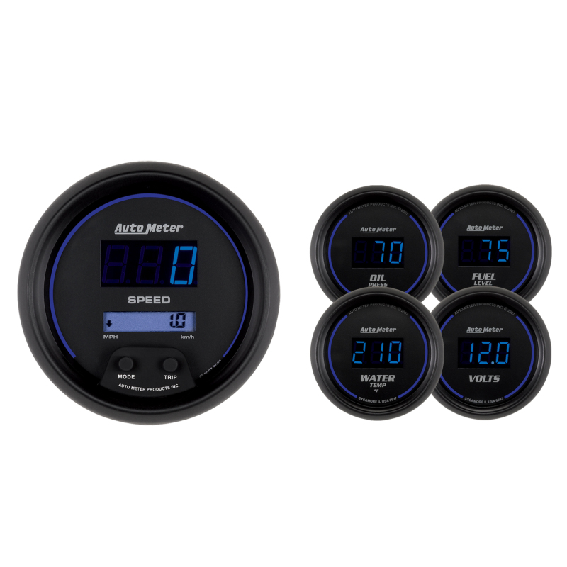 Autometer Cobalt Digital 3-3/8in Programmable Electric Speedometer/ 2-1/16in Electric Oil Pressure