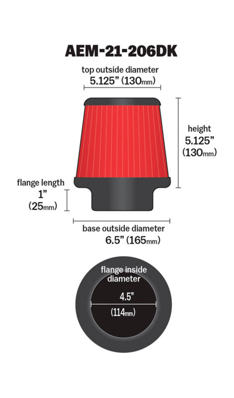 AEM 4.50 in Short Neck 5 in Element Filter thumbnail 4