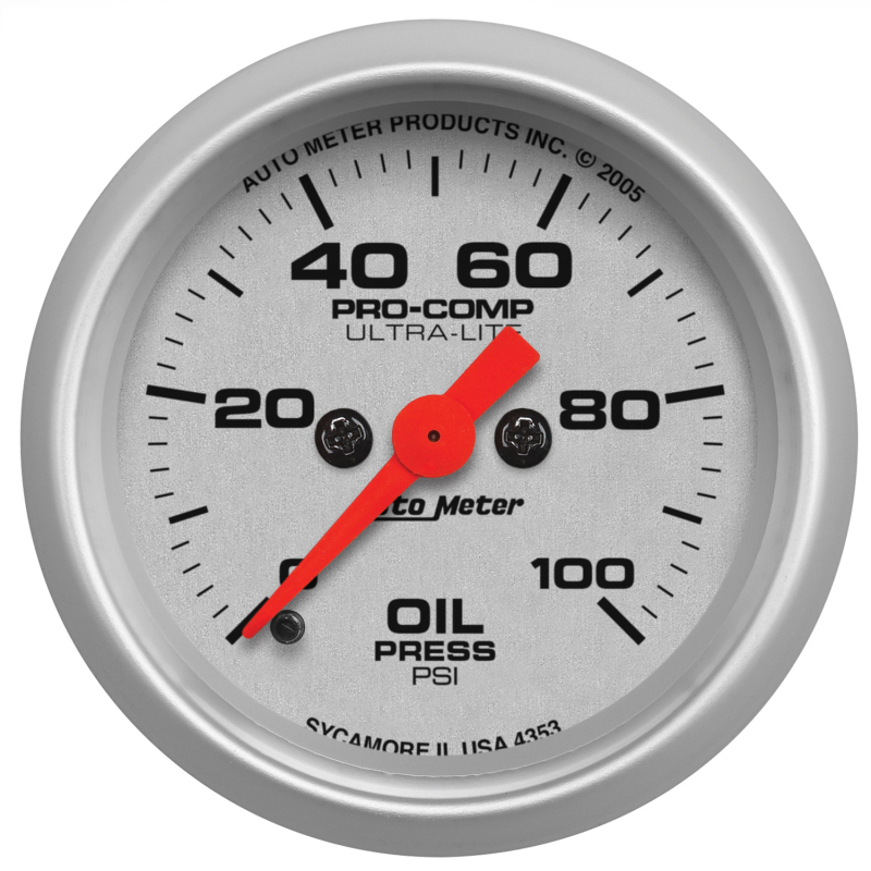 Autometer Ultra-Lite 52mm 0-100 PSI Full Sweep Electronic Oil Pressure Gauge thumbnail 3
