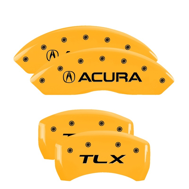 MGP 4 Caliper Covers Engraved Front Acura Engraved Rear TLX Yellow finish black ch thumbnail 6