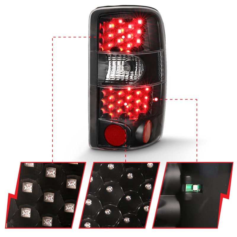 ANZO 2000-2006 Chevrolet Tahoe Led Taillights Black/Clear thumbnail 6