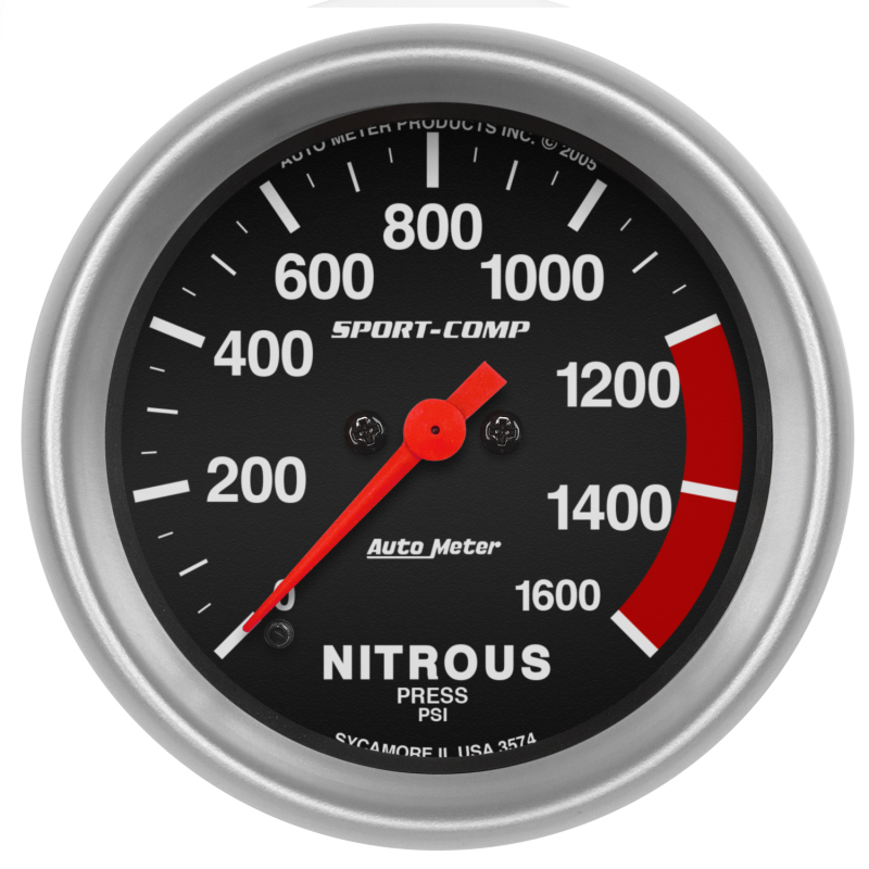AutoMeter Gauge Nitrous Press 2-5/8in. 1600PSI Digital Stepper Motor Sport-Comp thumbnail 2