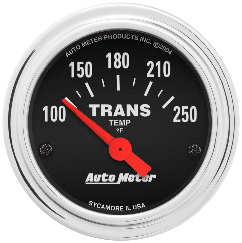 Autometer Traditional Chrome 2-1/16in 100-250 Degree F Electric Transmission Temperature Gauge