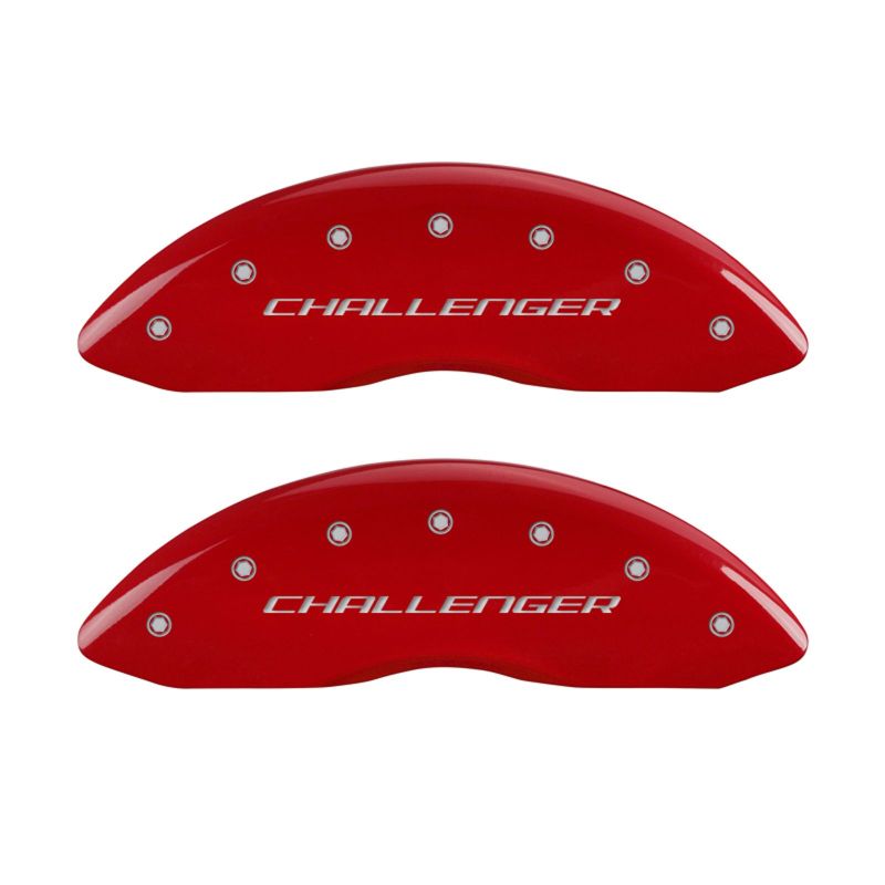 MGP 4 Caliper Covers Engraved Front Block/Challenger Engraved Rear Vintage Style/RT Red fnsh slvr ch thumbnail 6