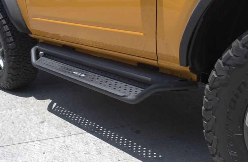 Go Rhino 2021+ Ford Bronco Dominator Extreme D1 Side Steps w/Brackets - Textured Black (1x gorD64129TK, 1x gorD10057T) thumbnail 2