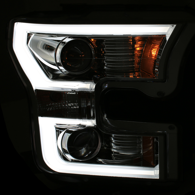 ANZO 2015-2016 Ford F-150 Projector Headlights w/ Plank Style Design Chrome w/ Amber thumbnail 7