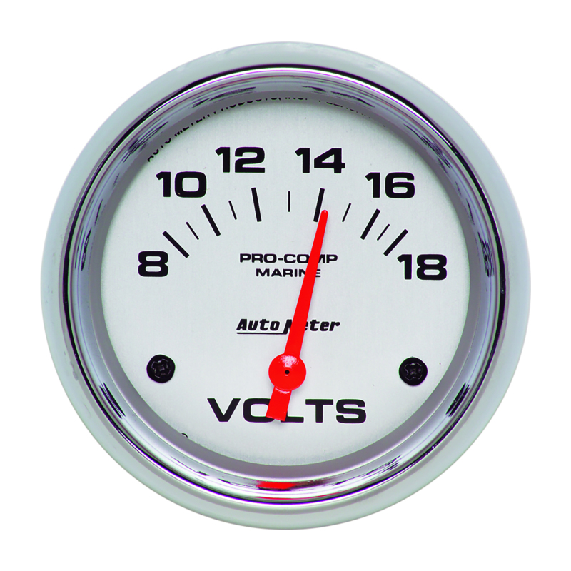 AutoMeter Gauge Voltmeter 2-5/8in. 18V Electric Marine Chrome thumbnail 3