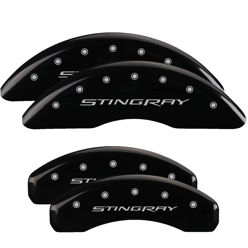 MGP 4 Caliper Covers Engraved Front & Rear Stingray Black finish silver ch thumbnail 5