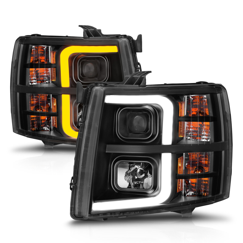 ANZO 2007-2013 Chevrolet Silverado 1500 Projector w/ Light Bar Black Housing w/ Sequential thumbnail 9