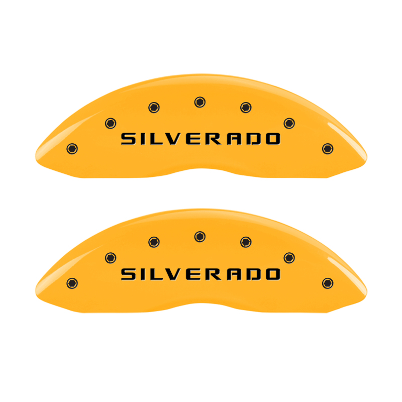 MGP 4 Caliper Covers Engraved Front & Rear Silverado Yellow Finish Blk Char 02 Chevy Avalanche 2500 thumbnail 5