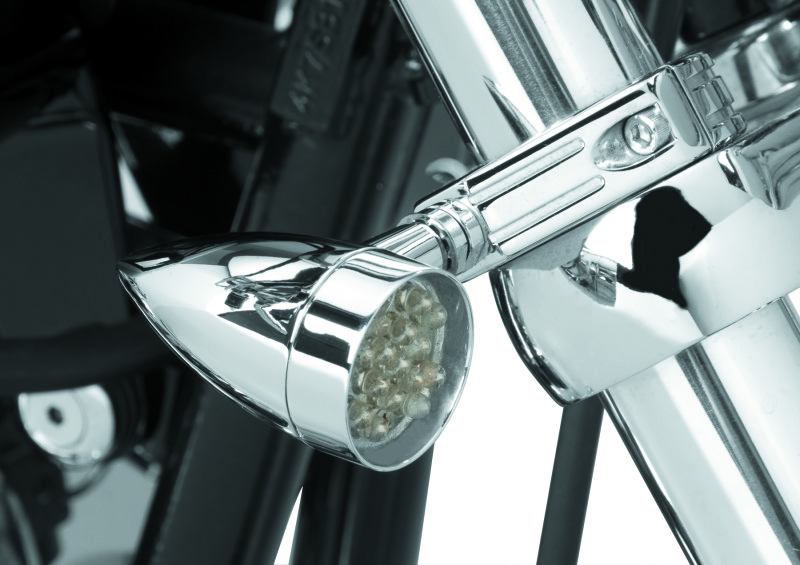 Bikers Choice Chrome Mini LED Turn Signals W/ 41 MM Clamp Universal Custom Pr thumbnail 3